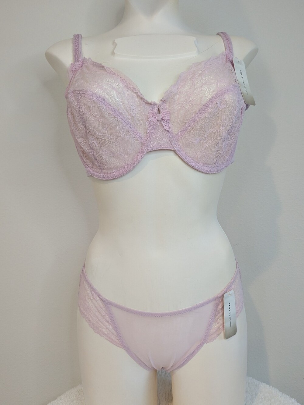 NWT Wacoal Pink Lilac Lace Underwire Bra 36DD & Matching Panty L